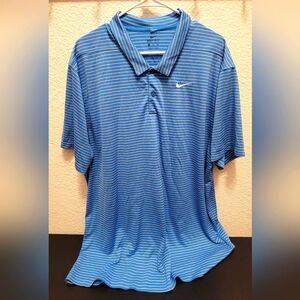 Brand New Nike Dri-FIT Striped Blue/White Golf Polo XXL